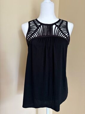 Pixley Black Strappy Yoke Sleeveless Tank